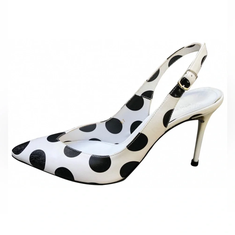 Maison Martin Margiela Polka Dot Leather Slingback Pumps Size 37EU NEW - Picture 9 of 9